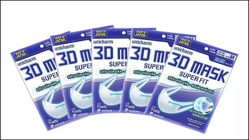 Khẩu trang ngăn khói bụi Unicharm 3D Mask Super Fit
