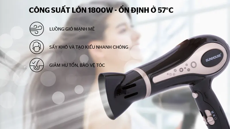 Máy sấy tóc 1800-2200W Delites MST04
