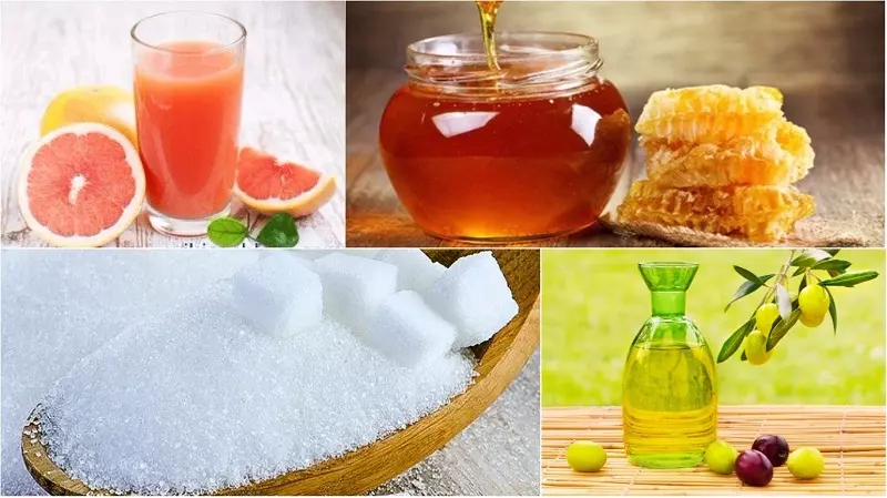 Sử dụng đường, mật ong và dầu oliu hoặc chanh