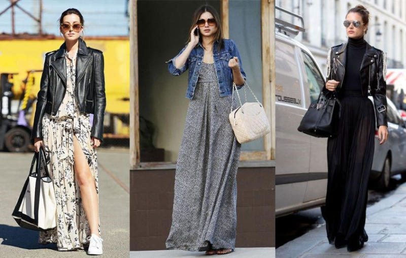 Phối jacket cùng váy maxi