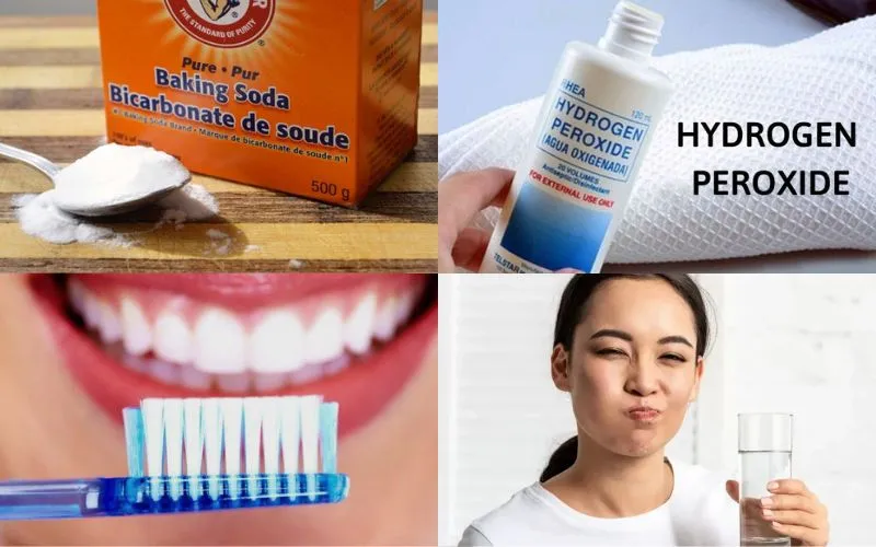 Dùng baking soda và hydrogen peroxide