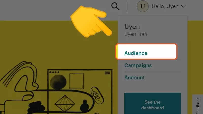 Tại thanh Menu, chọn mục Audiences