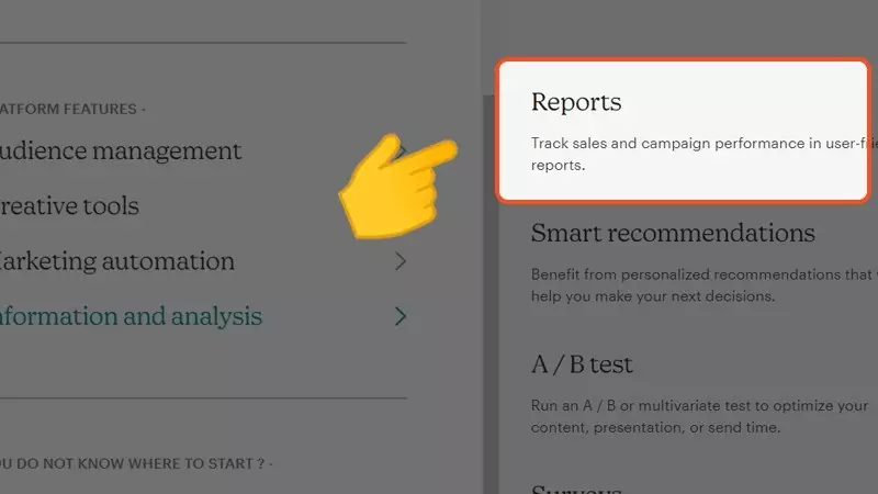 Chọn Reports để xem báo cáo số liệu về chiến dịch của bạn