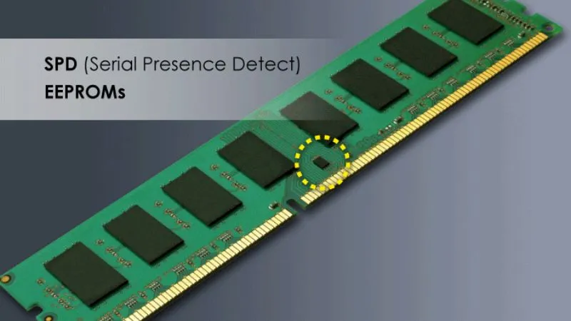 Chip SPD (serial presence detect) được lắp đặt trên bo mạch