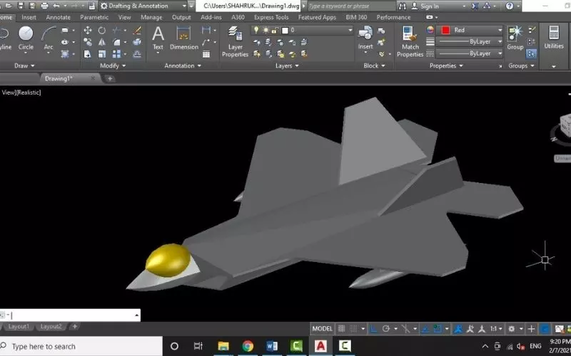 AutoCAD được ứng dụng để thiết kế bản vẽ tên lửa