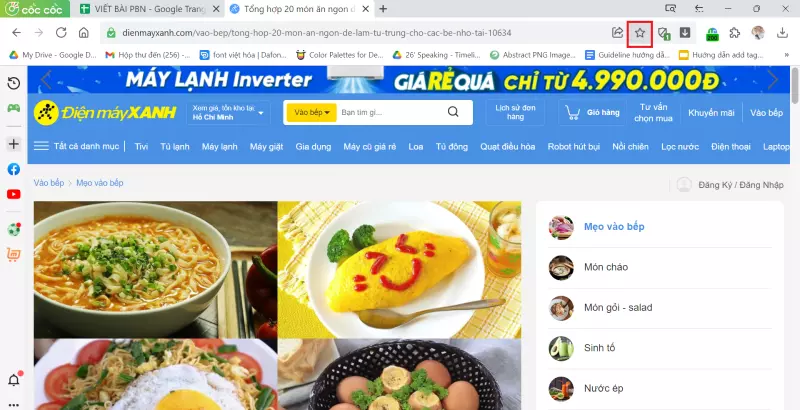 Bước 1: Truy cập vào trang web mà bạn muốn làm bookmark. Và chọn biểu tượng ngôi sao ở cuối thanh tìm kiếm của trình duyệt.