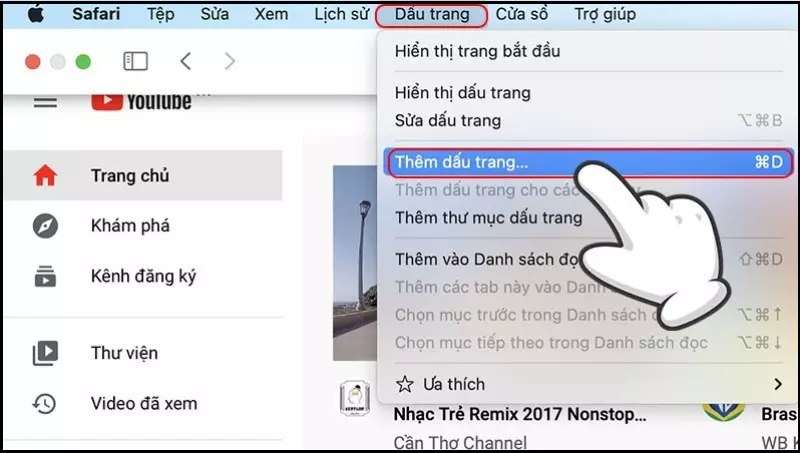 Bước 1: Nhấn vào dấu trang trên thanh công cụ và chọn Thêm dấu trang và đặt tên cho bookmark.