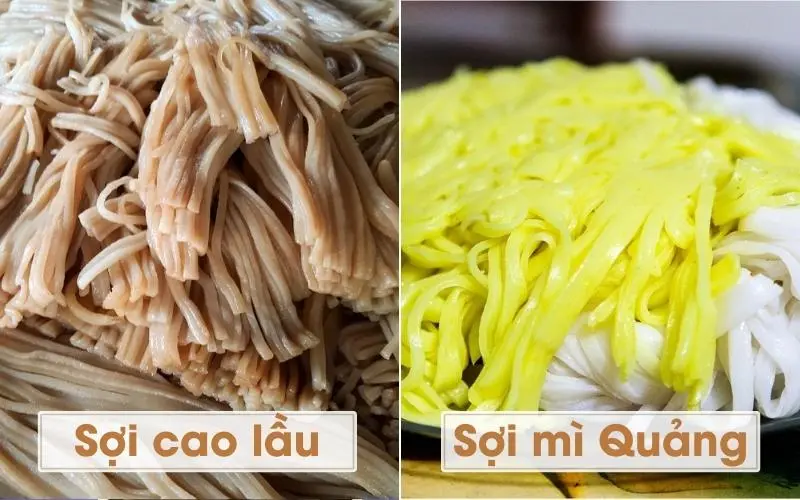 Sợi mì của cao lầu và mì Quảng