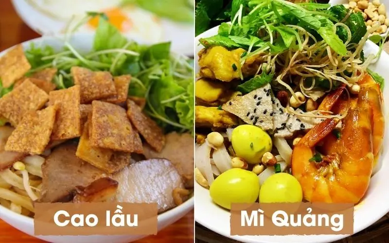 Phần nguyên liệu của cao lầu và mì Quảng có sự khác nhau