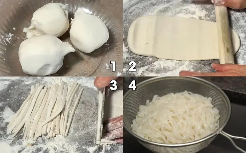 Các bước làm sợi mì cao lầu