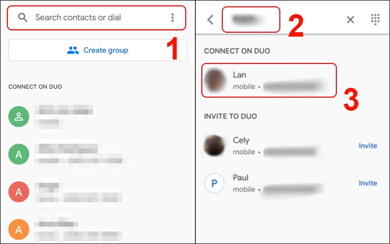 Mở Google Duo và chọn người mà bạn muốn gọi điện