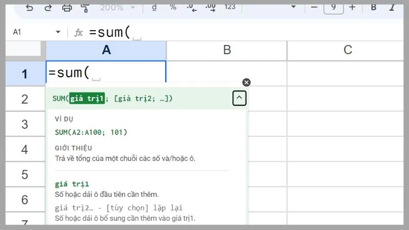 Thông tin về hàm đó sẽ hiện lên kèm theo các ví dụ về việc sử dụng các tham số có trong hàm