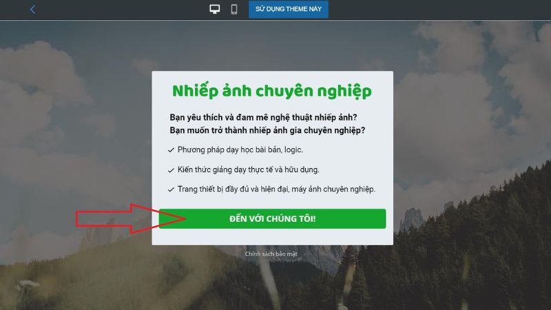 Landing Page chuyển đổi trung gian