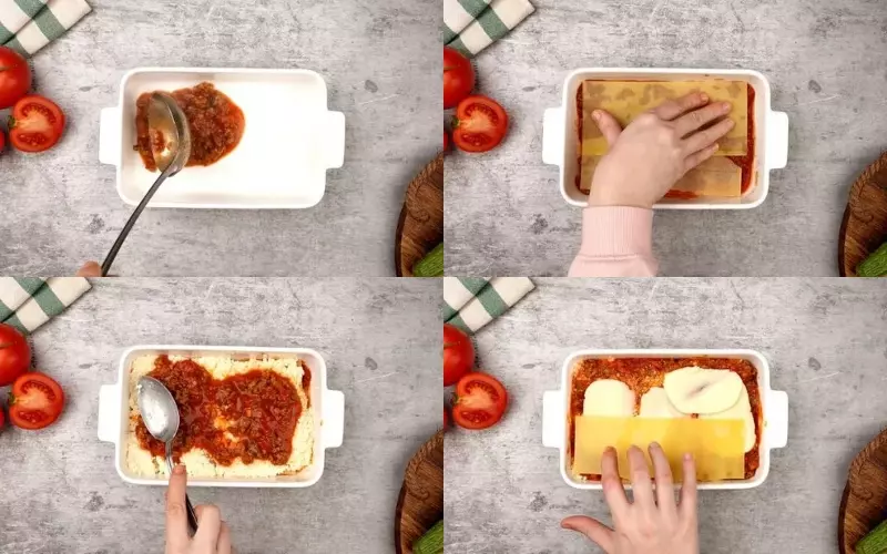 Bước 4: Xếp lớp Lasagna