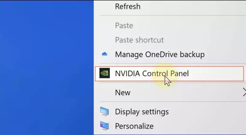 Trên màn hình nền, thực hiện nhấp chuột phải và chọn NVIDIA Control Panel