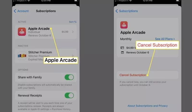 Cách hủy đăng ký Apple Arcade