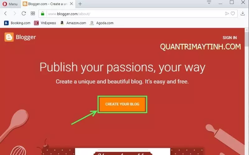 Truy cập vào Blogger.com