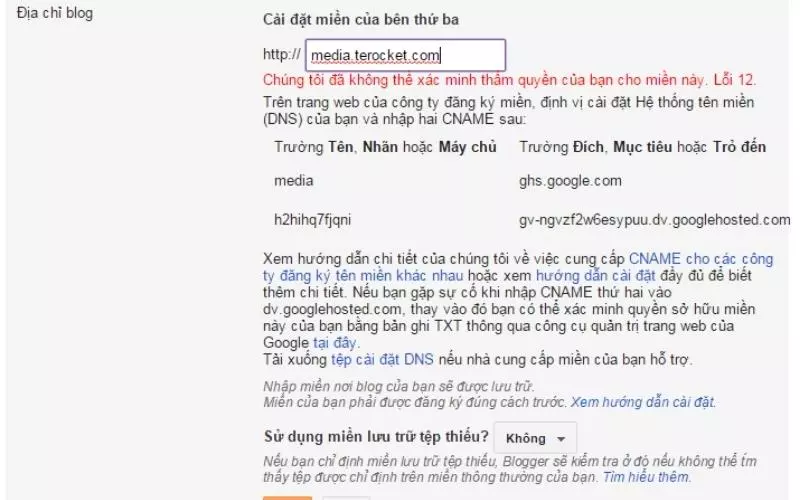 Chờ hệ thống Blogspot kiểm tra tên miền
