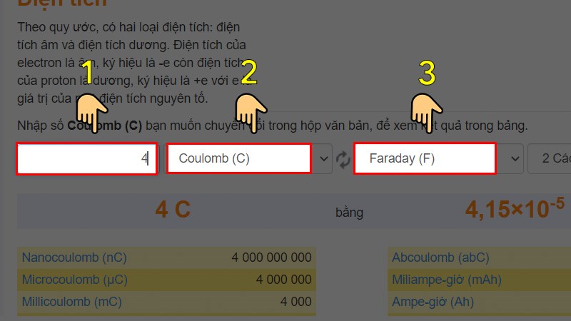 Cách tính đơn vị Cu lông bằng công cụ Convert World