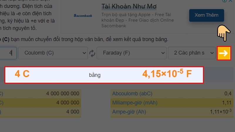 Cách tính đơn vị Cu lông bằng công cụ Convert World