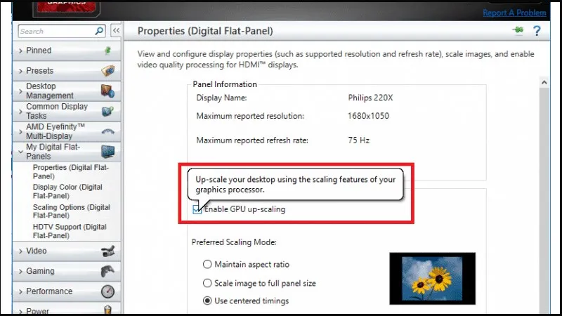 Chọn Enable GPU up-scaling