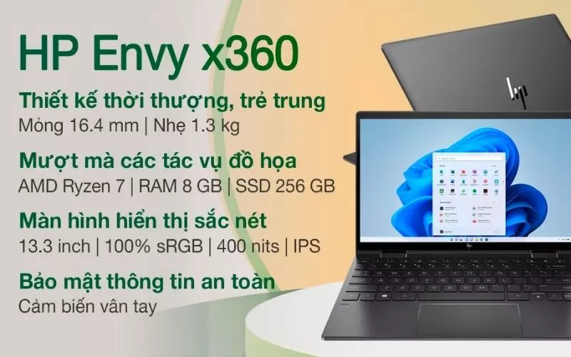 Laptop HP Envy x360 Convert 13 ay1056AU R7 5800U (601Q8PA)