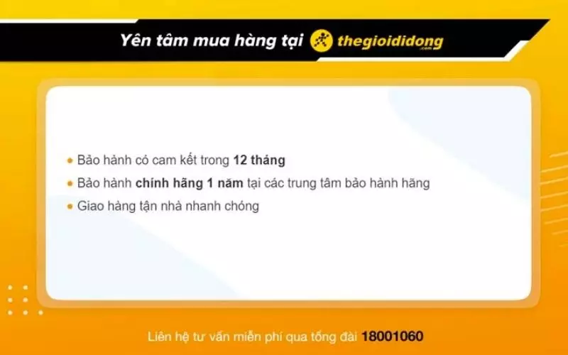 Chính sách bảo hành laptop tại TGDĐ