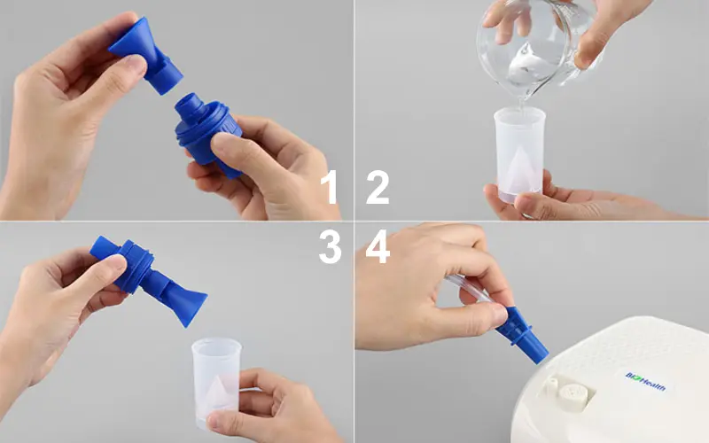 Lấy thuốc cho vào cốc đựng thuốc