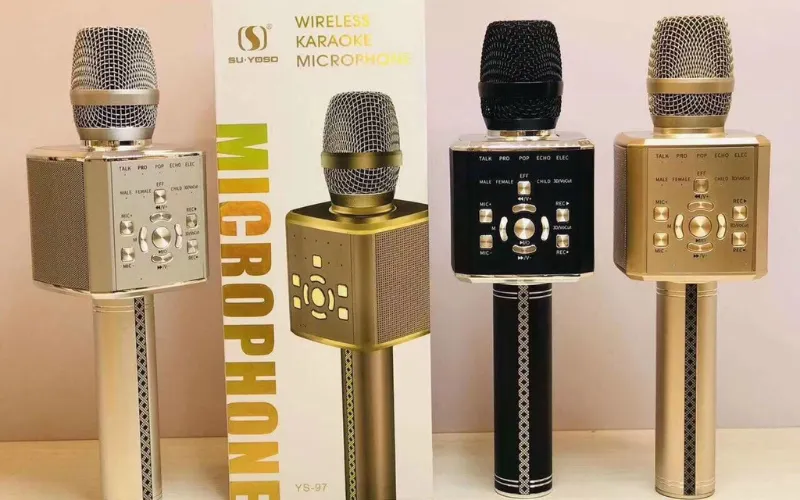 Micro karaoke bluetooth được kết nối từ micro đến đầu thu thông qua bluetooth