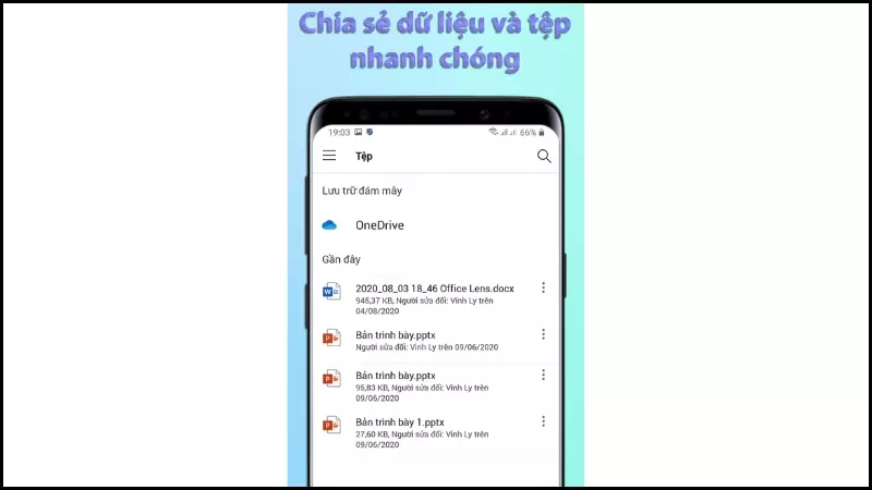 Ứng dụng ccó tích hợp One Drive nên dễ dàng chia sẻ tài liệu lúc cần