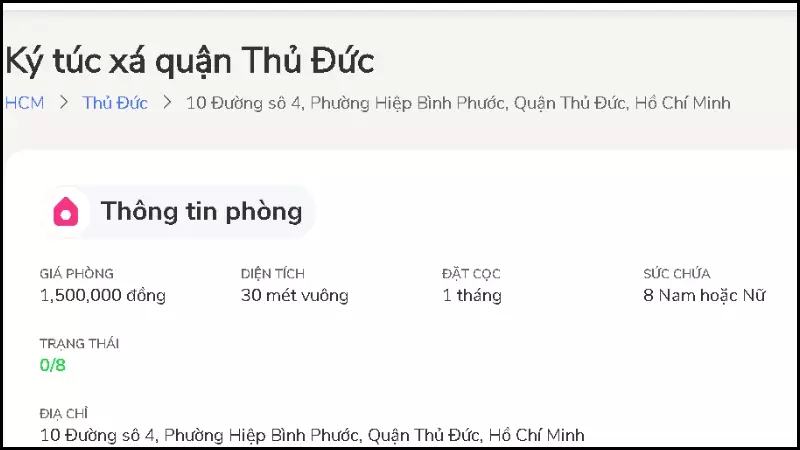 Thông tin phòng trọ chi tiết, cụ thể, rõ ràng