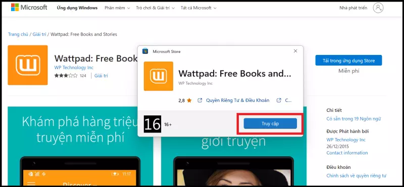 Bước 2: Nhấn Mở Microsoft Store