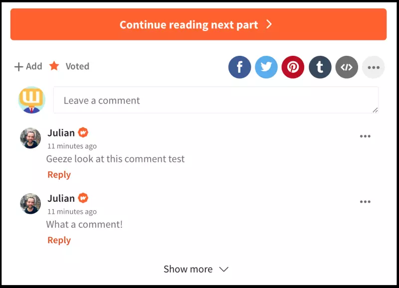 Người sử dụng Wattpad có thể chia sẻ bài viết của mình