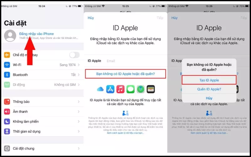 Các bạn có thể dùng ID Apple