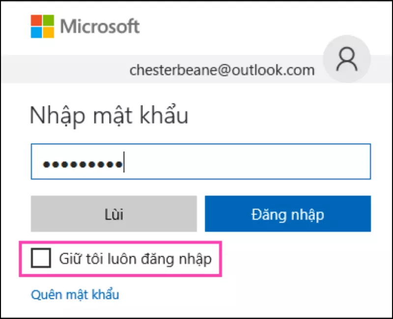 Nhập mật khẩu và chọn đăng nhập