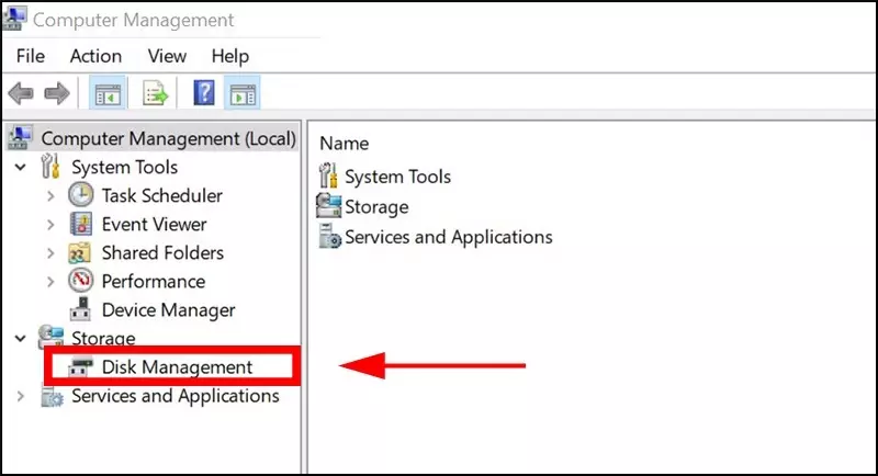 Chọn Disk Management