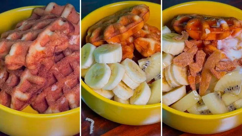 Chỉ với 2 bước đơn giản cùng các nguyên liệu đơn giản, bạn đã hoàn thành món bánh waffle ăn sáng