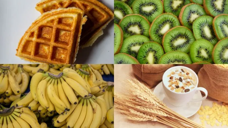 Các nguyên liệu để làm bánh waffle ăn sáng