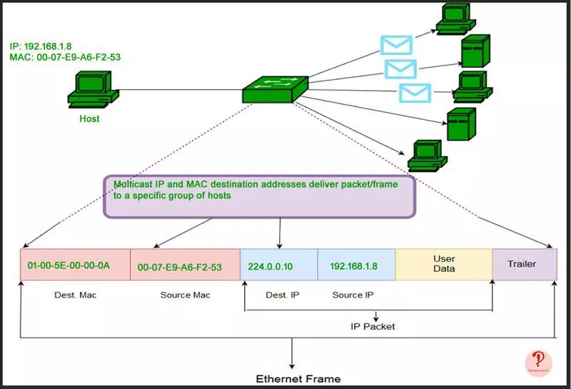 Địa chỉ Multicast cho phép gửi dữ liệu đến một nhóm thiết bị