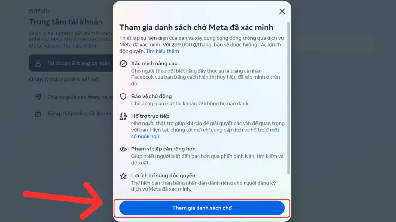 Click chọn Tham gia danh sách chờ