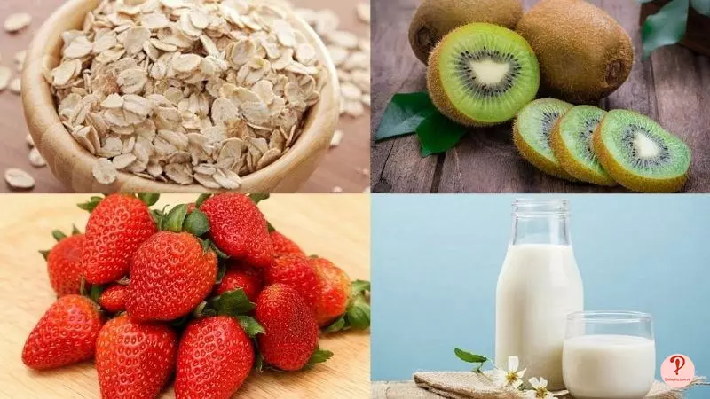 Nguyên liệu làm yến mạch kiwi dâu tây