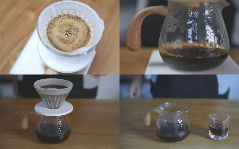 Bước 4: Rót nước pha cà phê