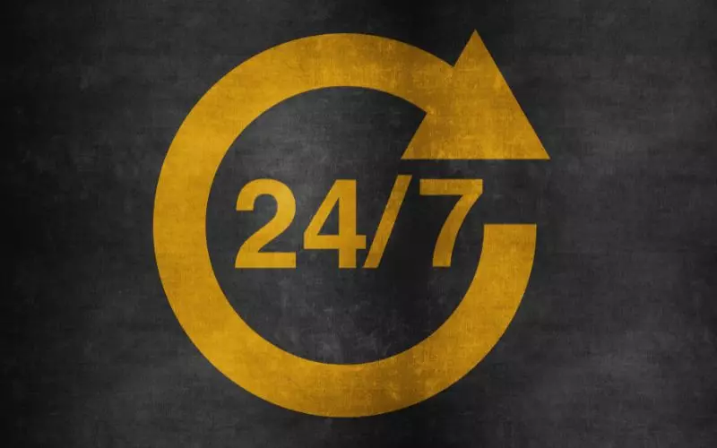 24/7 có nghĩa là hoạt động suốt 24 giờ trong 7 ngày