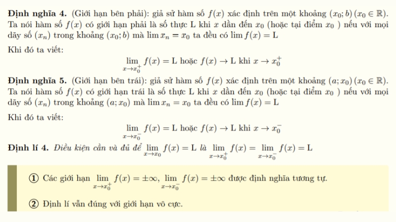 Bài tập về giới hạn một bên