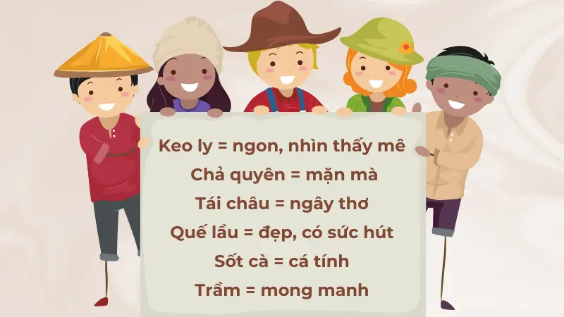 Keo ly, chả quyên, tái châu, quế lầu, sốt cà
