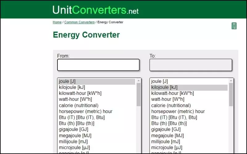 Truy cập vào trang web UnitConverters.net
