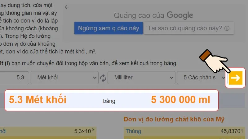 Nhấn chọn dấu mũi tên màu vàng để chuyển đổi.