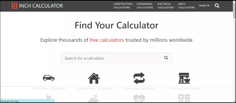 Truy cập vào website Inch Calculator