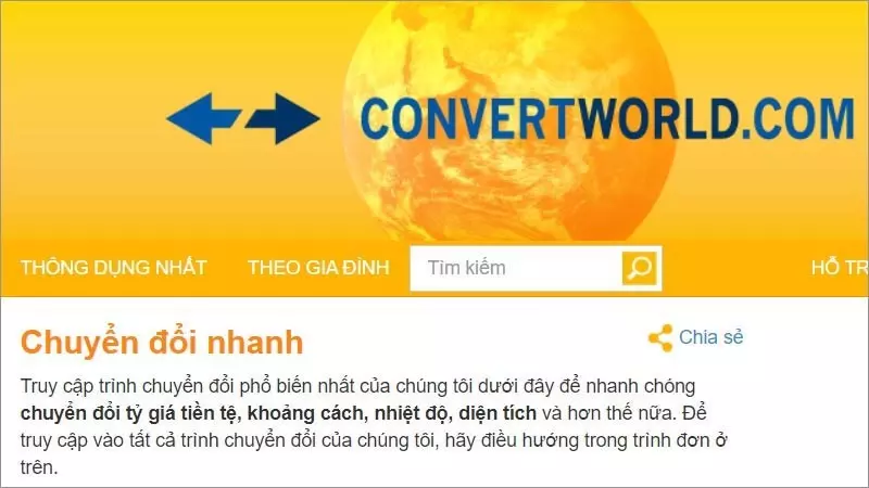 Truy cập vào trang web Convertworld