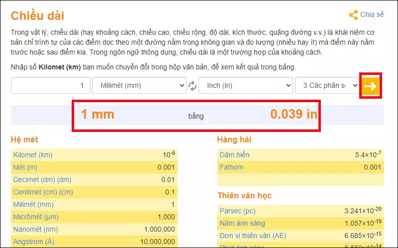 Nhấn vào mũi tên để chuyển đổi